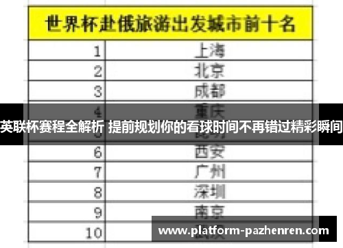 英联杯赛程全解析 提前规划你的看球时间不再错过精彩瞬间
