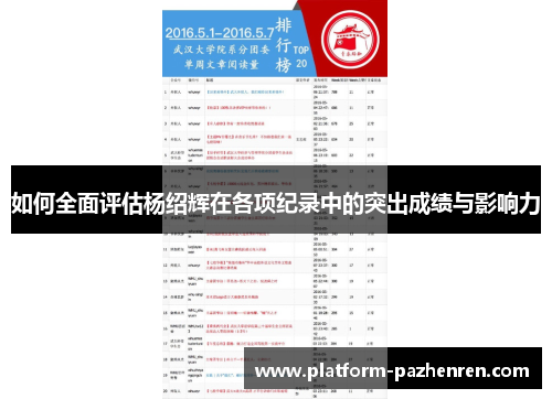 如何全面评估杨绍辉在各项纪录中的突出成绩与影响力